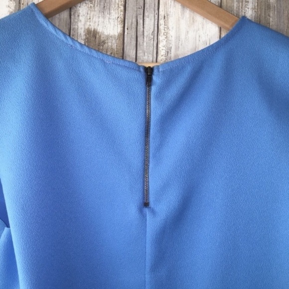 Everly Blue Scalloped Sleeve Blouse - Picture 3 of 4
